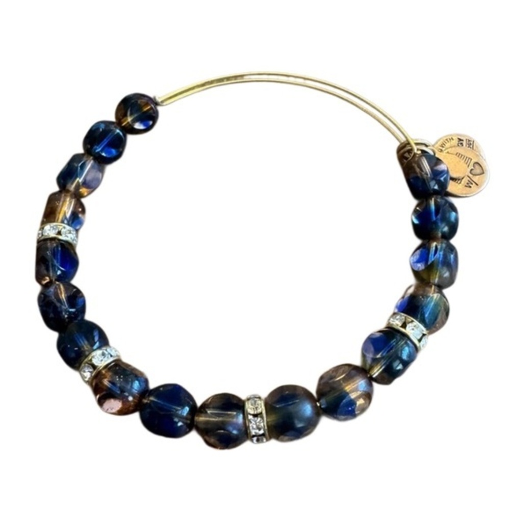 Alex and Ani Gold Brown and Blue Beaded Bracelet